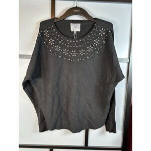 Liv Milano Black Beaded Sweater NWT Size Med Long Sleeve‎